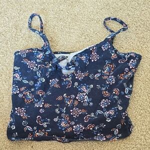 Blue Sleeveless Camisole with Tie Front
